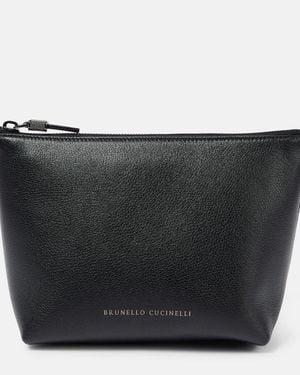 Brunello Cucinelli Pouch Small Aus Leder - Schwarz