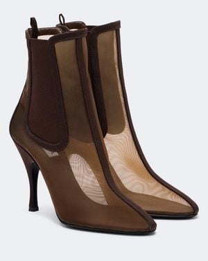 Alaïa Minimal Mesh Ankle Boots - Brown