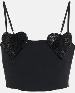 Blumarine Crystal-Embellished Cropped Top - Black
