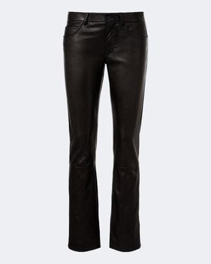 Gucci Gerade Hose Aus Leder - Schwarz