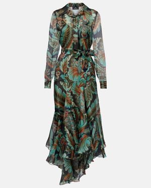 Etro Paisley Fringed Silk Gown - Green