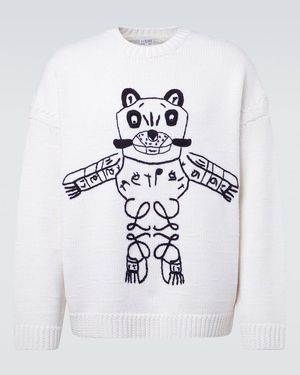 Loewe X Louis Wain Bestickter Pullover Aus Wolle - Weiß