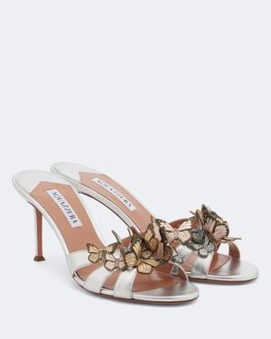 Aquazzura Papillon Applique Leather Sandals - Pink
