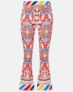 Dolce & Gabbana Cropped Printed Silk-Blend Flared Trousers