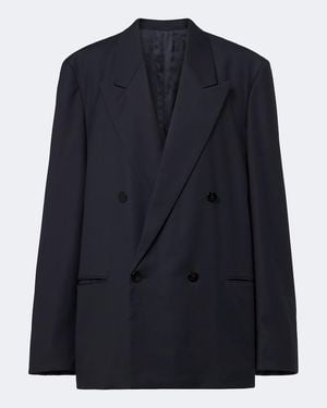 Gucci Double-Breasted Oversized Wool Blazer - Blue