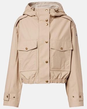 Moncler Carex Cropped Hooded Cotton-Blend Poplin Jacket - Natural