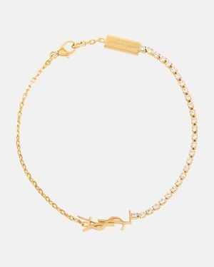Saint Laurent Cassandre Embellished Bracelet - Metallic
