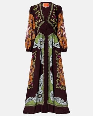 La DoubleJ Printed Silk Maxi Dress - Brown