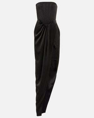 Alex Perry Ledger Strapless Draped Satin-crepe Gown - Black