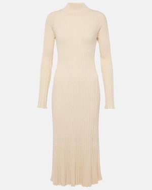 Proenza Schouler Carmen Ribbed-Knit High-Neck Midi Dress - Natural