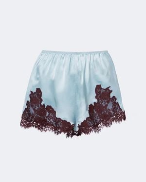 Doen Iona Lace-Trimmed Silk Satin Shorts - Blue