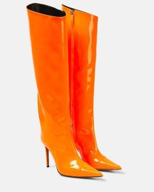 Alexandre Vauthier Patent Leather Knee-High Boots - Orange