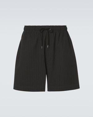 Studio Nicholson Starboard Striped Cotton And Wool Shorts - Black