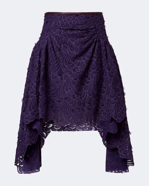 JACQUES WEI Ruched Leather-Trimmed Miniskirt - Purple