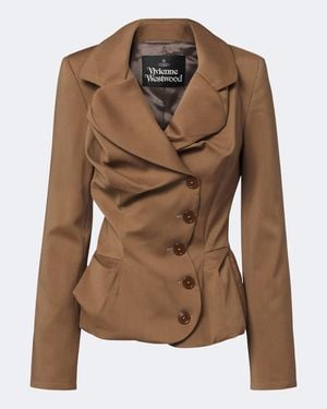 Vivienne Westwood Draped Peplum Virgin Wool Jacket - Brown