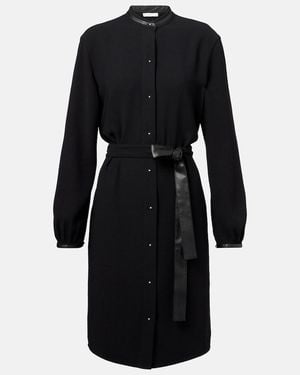 Vince Faux Leather-Trimmed Shirt Dress - Black