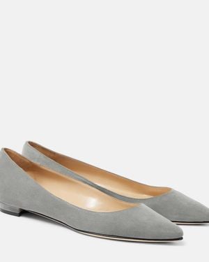 Manolo Blahnik Lanza Bb Suede Ballet Flats - Grey