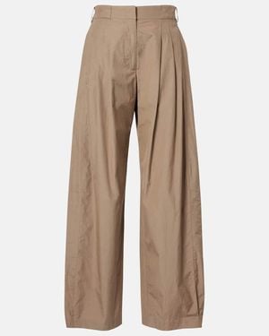 The Row Iven Cotton Poplin Wide-Leg Trousers - Natural