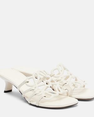 Loewe Petal Anagram Leather Mules - White