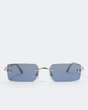 Cartier Eckige Sonnenbrille Signature C - Blau