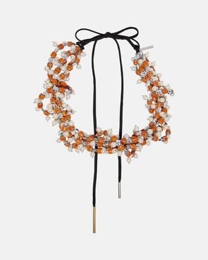 Dries Van Noten Collar Con Cuentas Adornado - Blanco