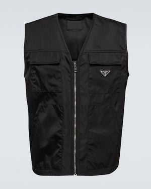 Prada Logo Plaque Zip-Up Gilet - Black