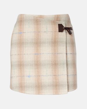 Loewe Wool, Cashmere, And Silk Miniskirt - Natural