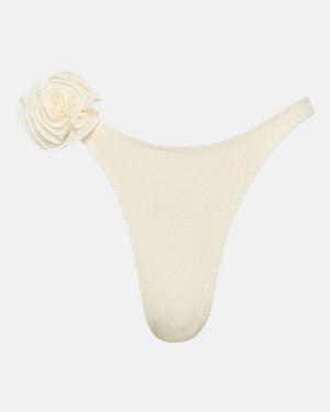 SAME Applique High-Leg Bikini Bottoms - White