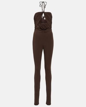 Magda Butrym Floral-Applique Cutout Jersey Jumpsuit - Brown