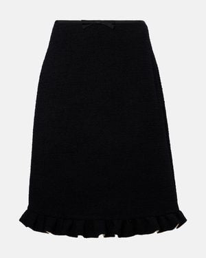 Valentino Ruffled Wool-Blend Miniskirt - Black