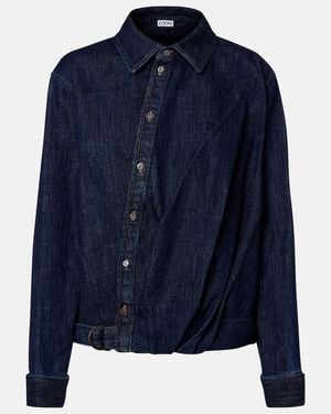 Loewe Cotton-Blend Draped Shirt - Blue