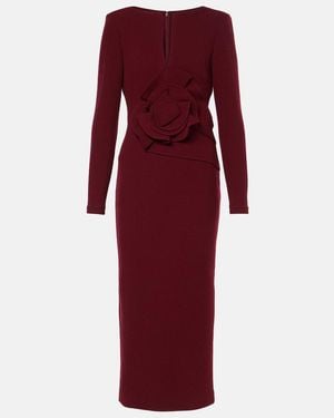 Roland Mouret Floral Wool Crepe Midi Dress - Red