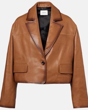 Dorothee Schumacher Cropped Leather Jacket - Brown