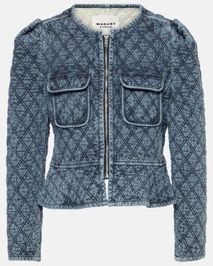 Isabel Marant Deliona Quilted Zip-up Denim Jacket - Blue