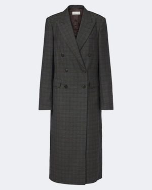 Dries Van Noten Checked Double-Breasted Wool Coat - Black