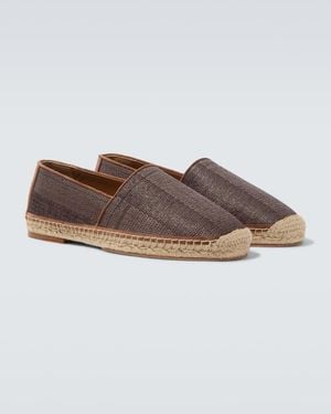 Brunello Cucinelli Leather-Trimmed Espadrilles - Brown