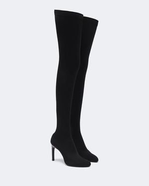Victoria Beckham Overknee-Stiefel Harlow Aus Jersey - Schwarz