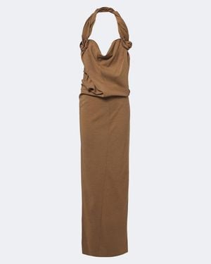 Magda Butrym Floral-Applique Wool-Blend Gown - Brown
