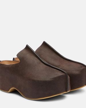 JW Anderson Suede Platform Mules - Brown
