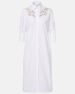 Erdem Embroidered Cotton Poplin Shirt Dress - White