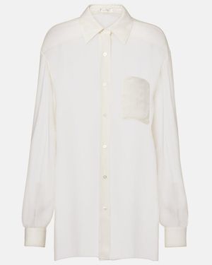 The Row Nesson Oversized Striped Cupro Shirt - White