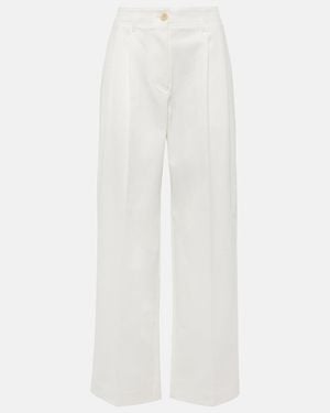 TOTEME High-Rise Cotton Twill Wide-Leg Pants - White