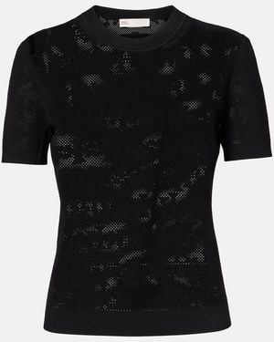 Tory Burch T Monogram Jacquard T-Shirt - Black