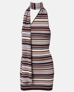 AYA MUSE Knitted Scarf-Detail Striped Minidress - Multicolour