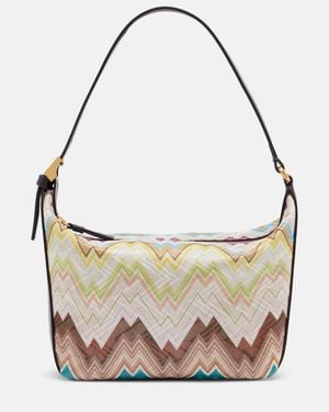 Missoni Soft Zigzag Leather-Trimmed Shoulder Bag - Metallic
