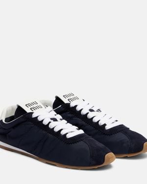 Miu Miu Plume Suede-Trimmed Trainers - Blue