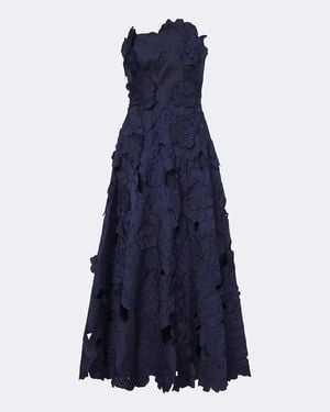 Costarellos Brissa Floral Embroidered Cocktail Dress - Blue