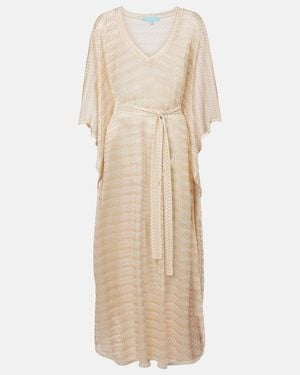 Melissa Odabash June Knitted Lame Kaftan - Natural