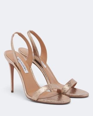 Aquazzura So Nude Metallic Leather Slingback Sandals - Pink