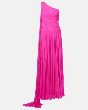 Marmar Halim Pleated Silk Georgette Chiffon Gown - Pink
